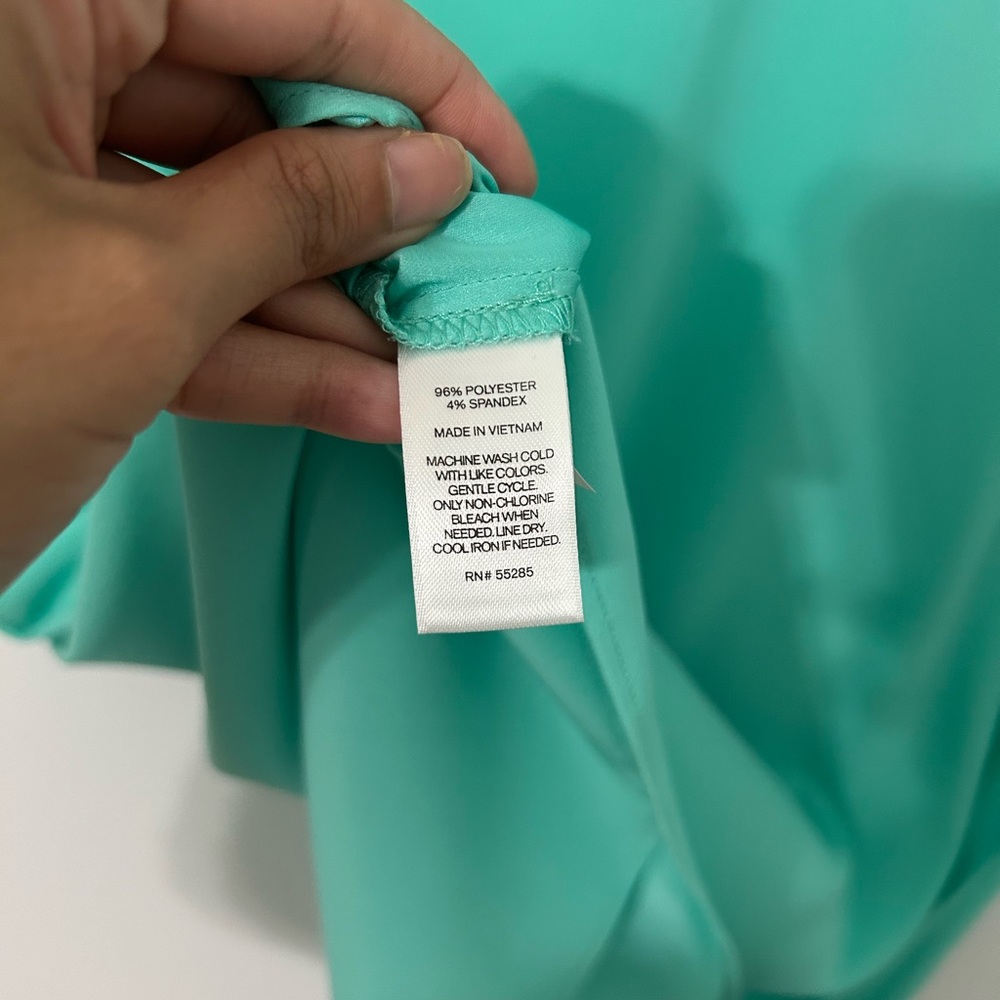 Express Teal V-Neck Blouse - Picture 5 of 8